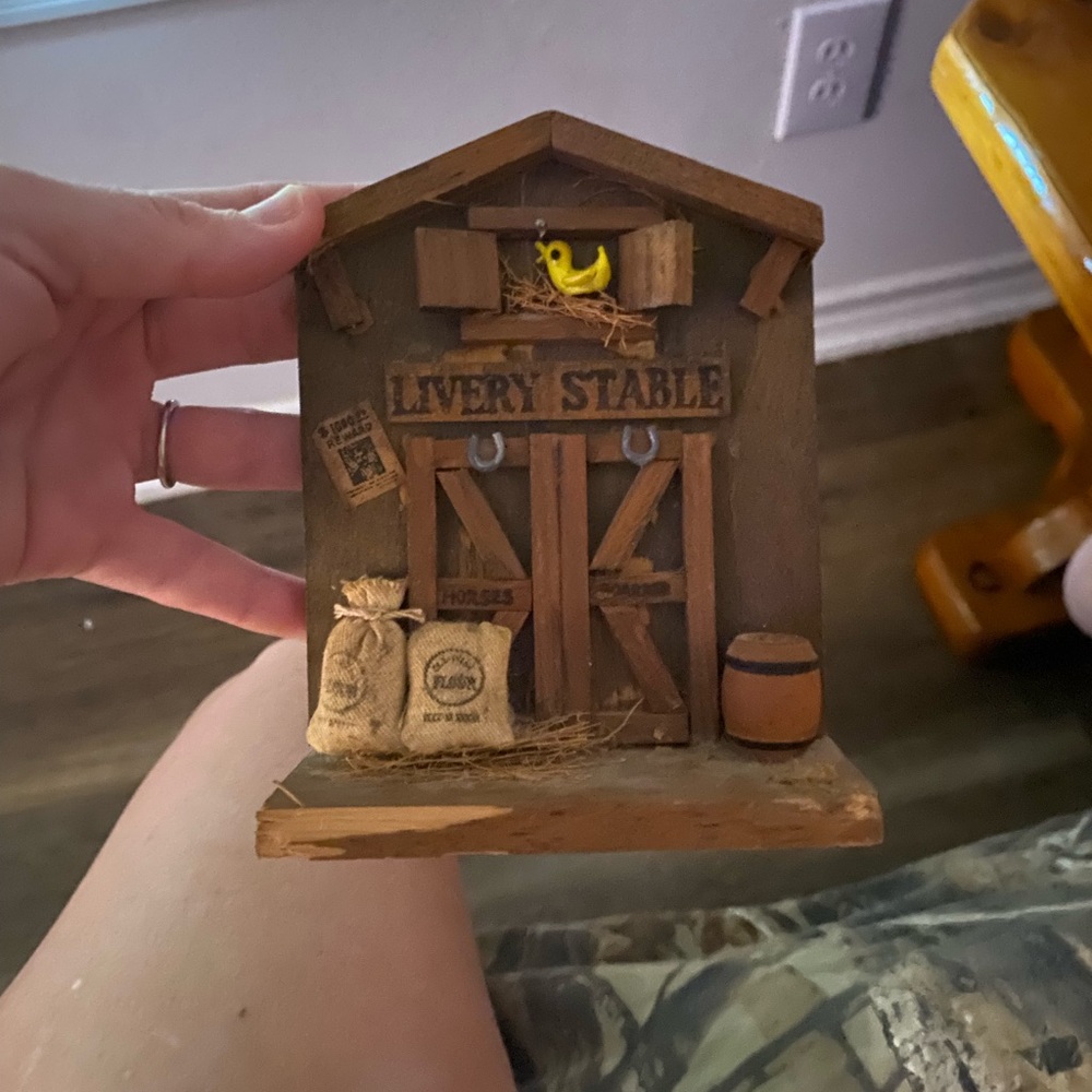 Vintage Livery Stable Wooden Wall Hanging Diorama